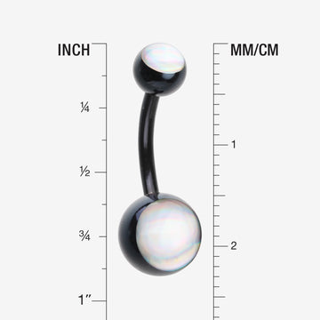 Detail View 1 of Colorline Hologram Sparkle Steel Belly Button Ring-Black/Clear